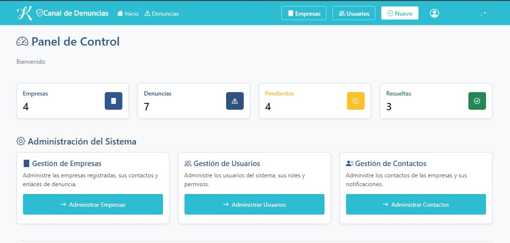 Panel de Control del Sistema